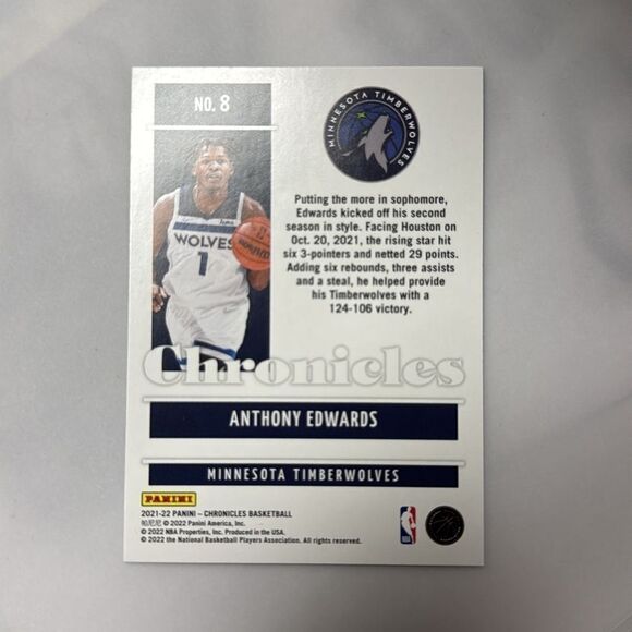 2021-22 Panini Chronicles 75th Anniversary Anthony Edwards 8 75 - Picture 2 of 2